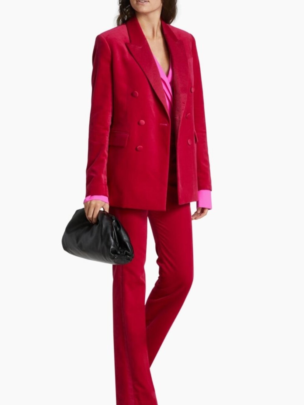 A.L.C. Declan Velvet Blazer & Ford Pant Suit Set Electric Pink Like New